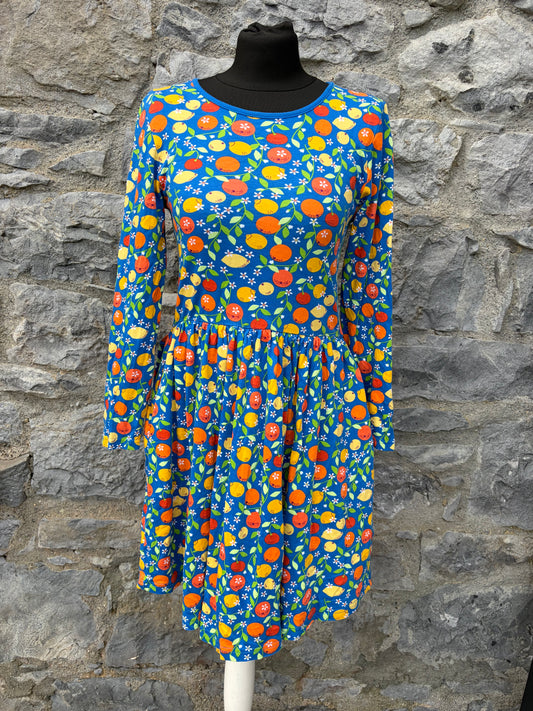 Citrus blue gathered dress uk 8-10