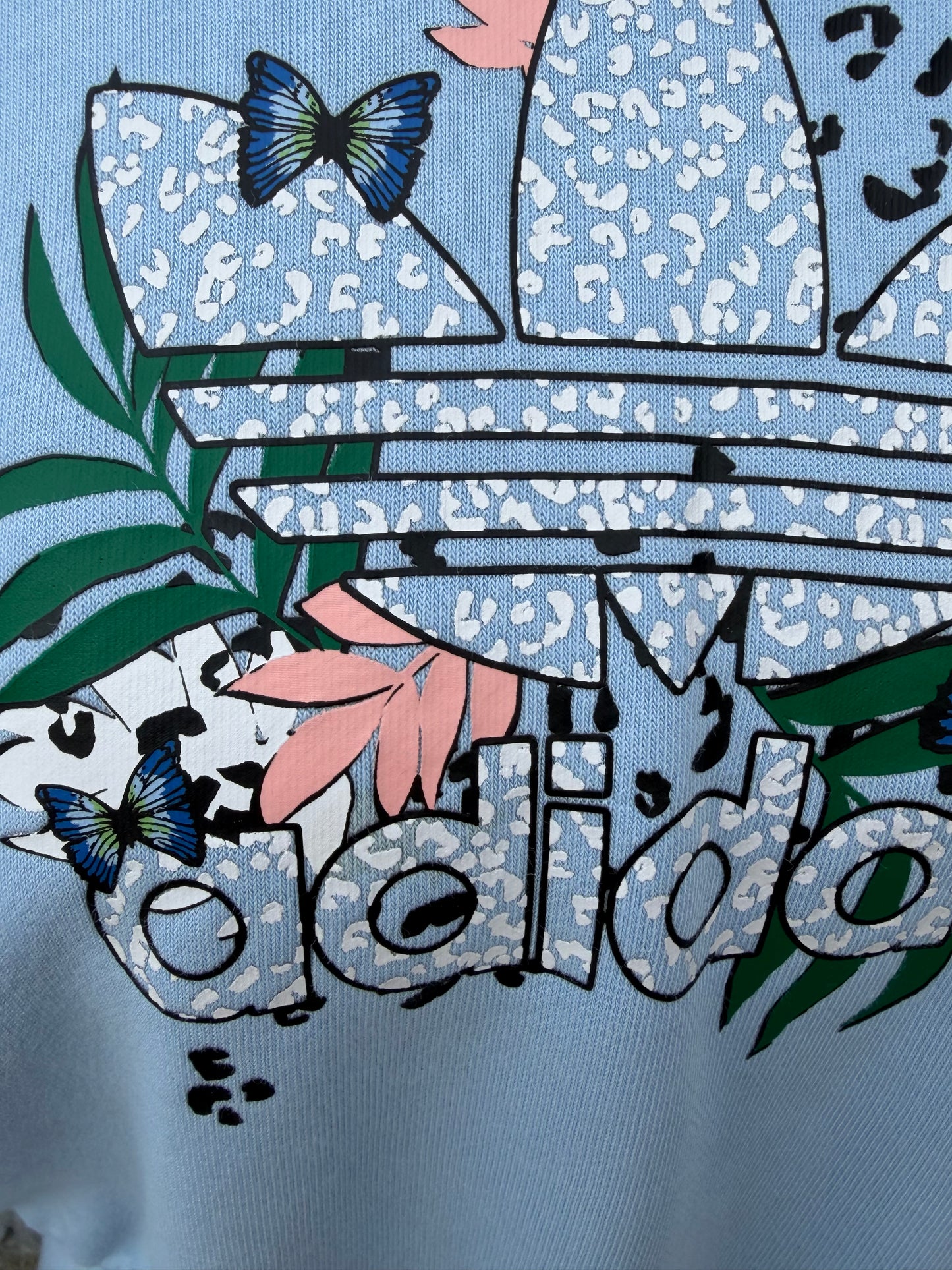 Blue animal flower print logo cropped hoodie uk 8-10
