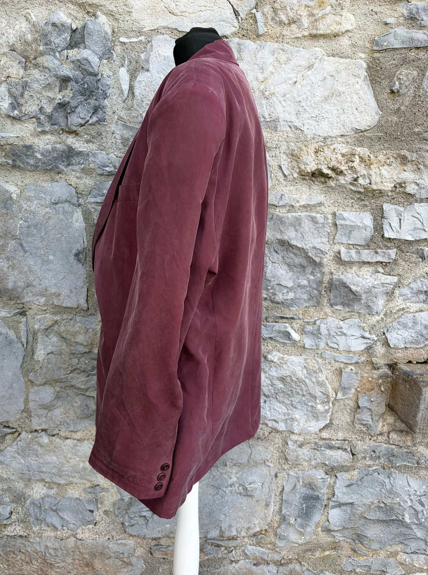 80s maroon silk suit jacket XL