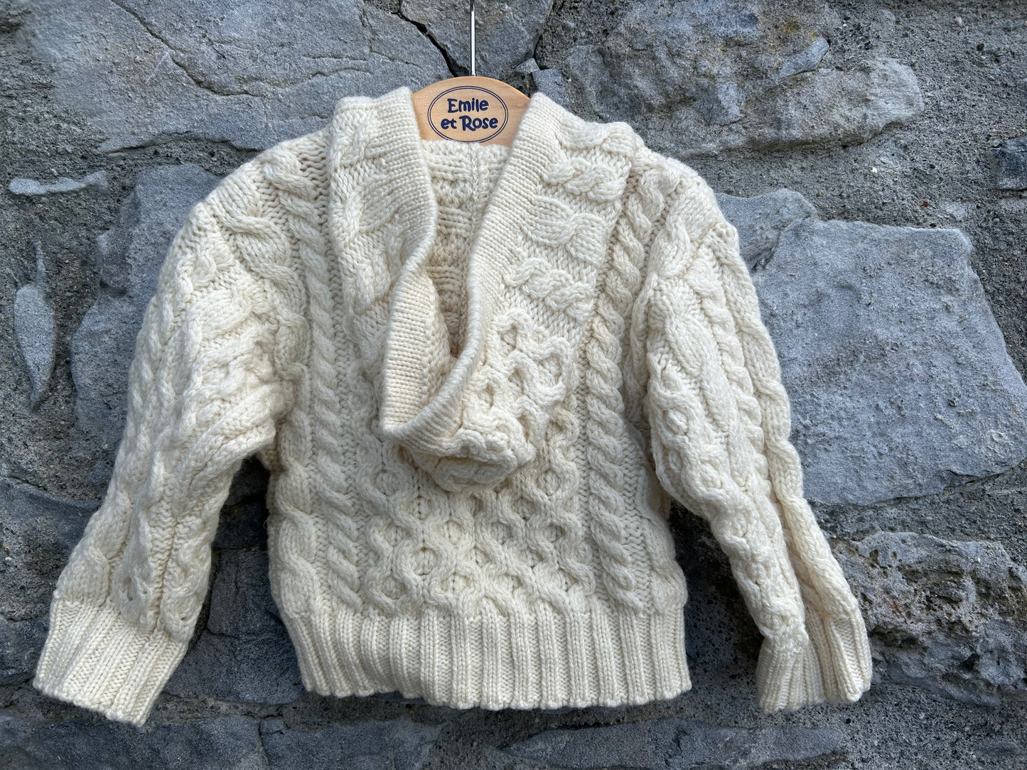 Aran style hooded cream cardigan  12m (80cm)