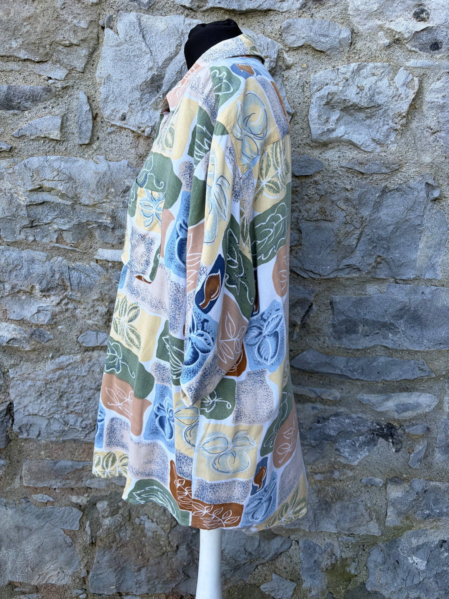 80s beige patchwork shirt Large