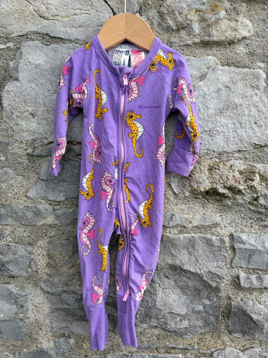 Sea horses purple onesie  3-6m (62-68cm)