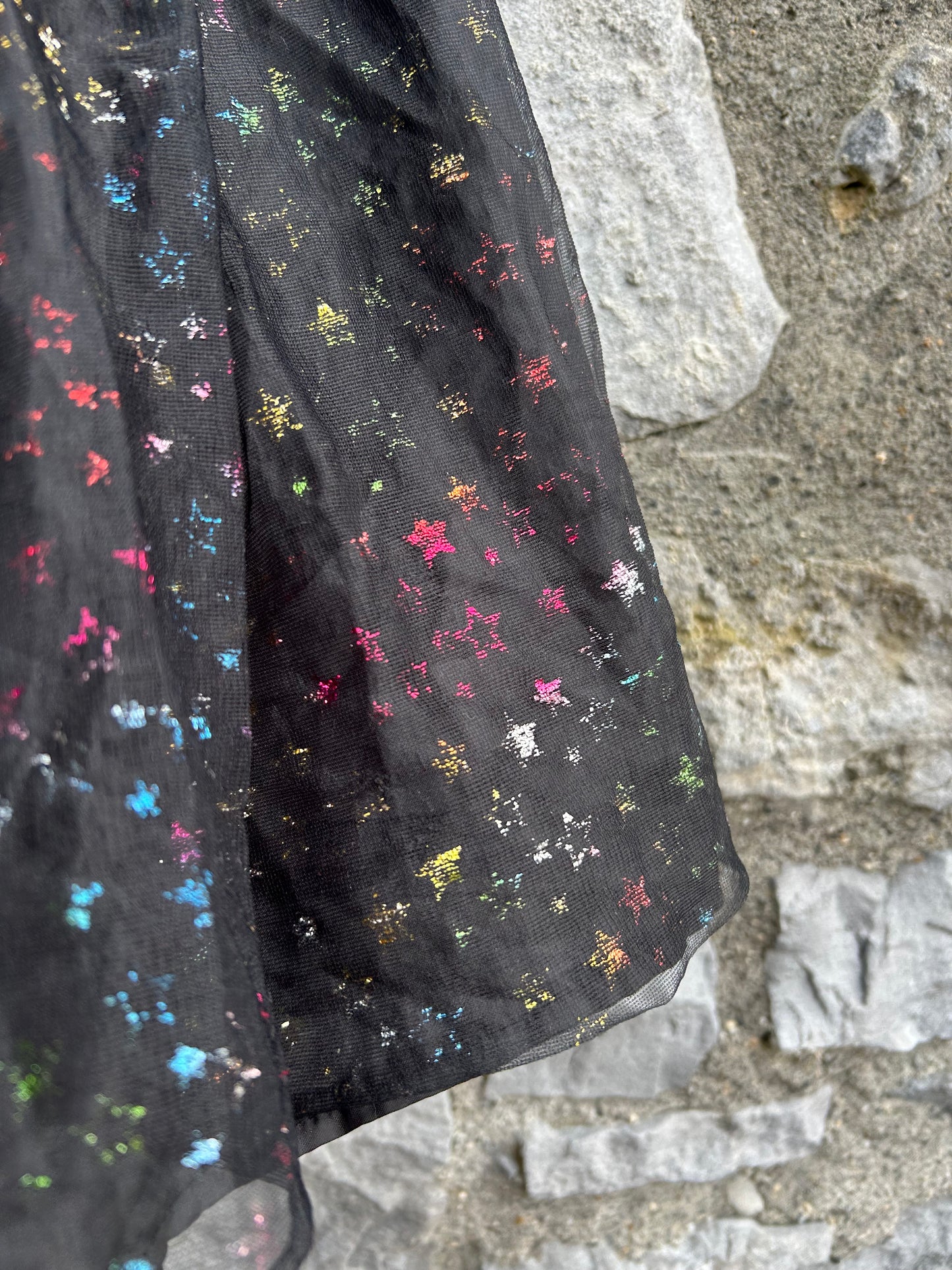 Colourful stars black net skirt  9-10y (134-140cm)