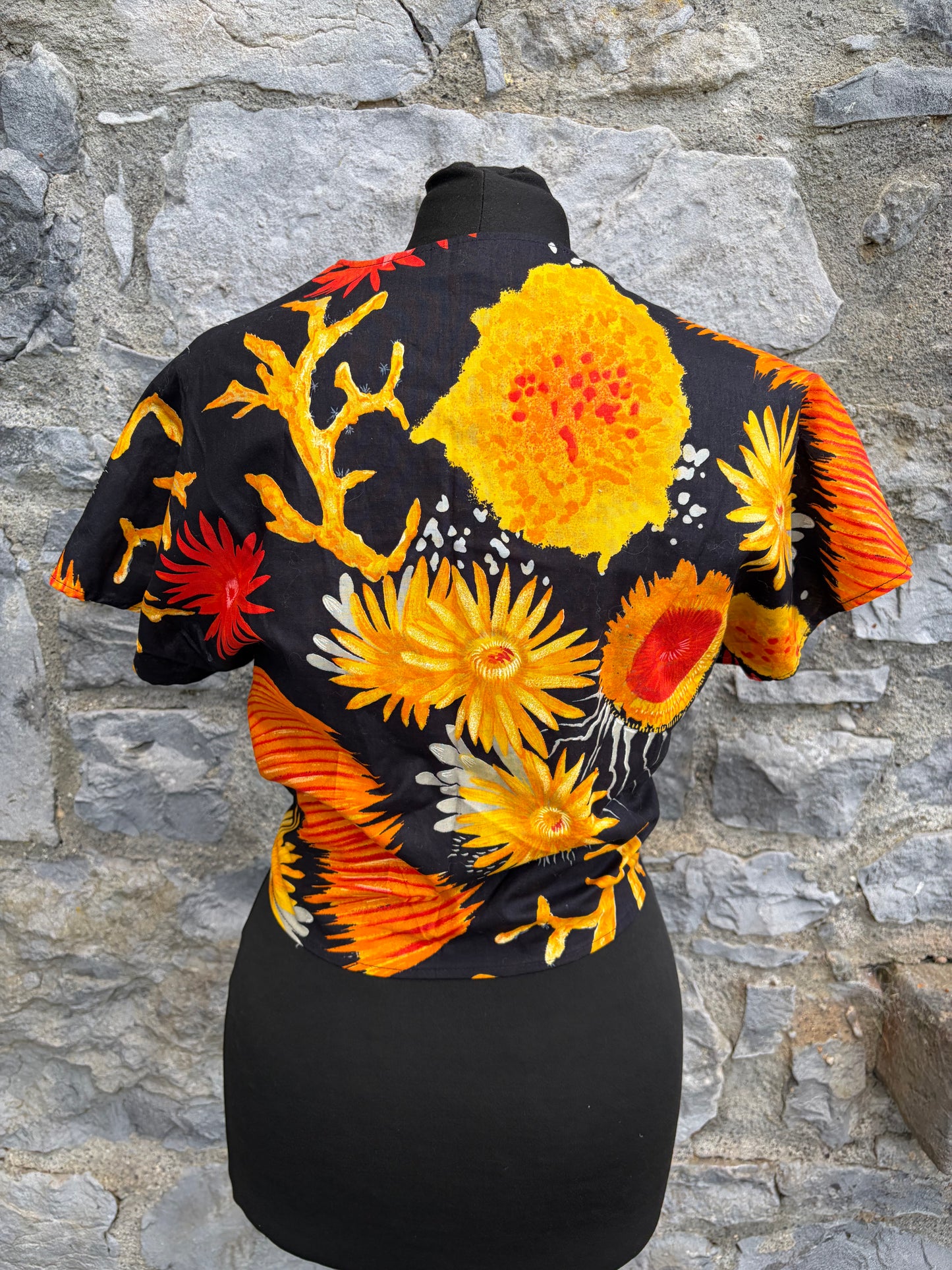 Orange flowers cropped wrap top uk 6-8