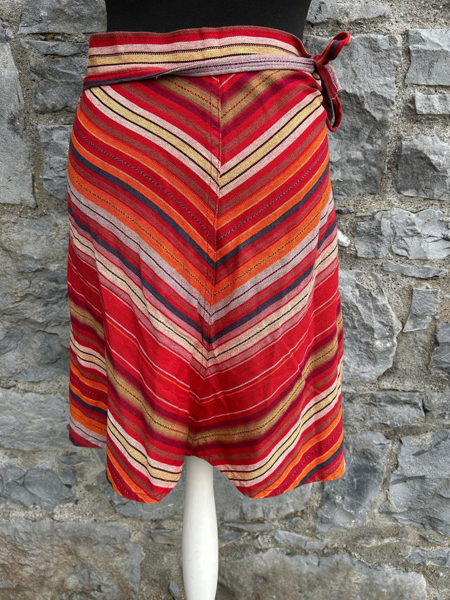 Y2K red stripy wrap skirt uk 10-12