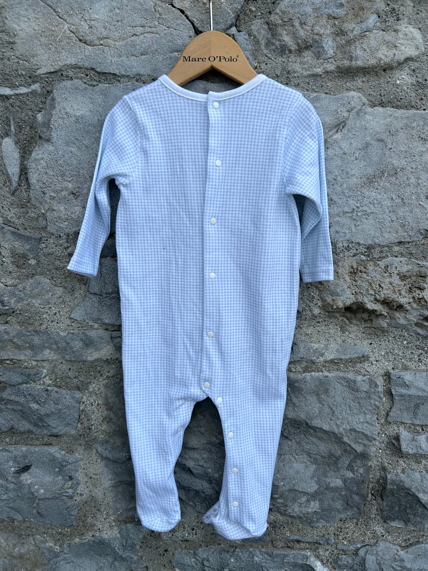 Blue check onesie 6m (68cm)