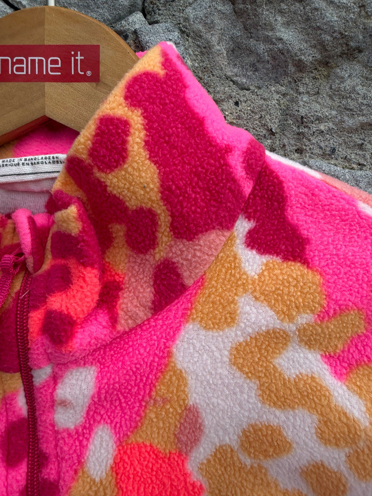 Abstract Pink&orange half zip microfleece  9-10y (134-140cm)