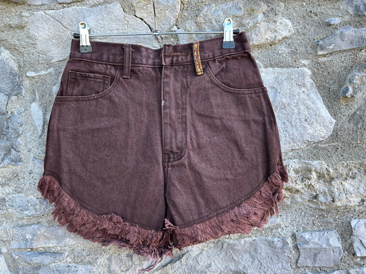 90s maroon denim shorts uk 8