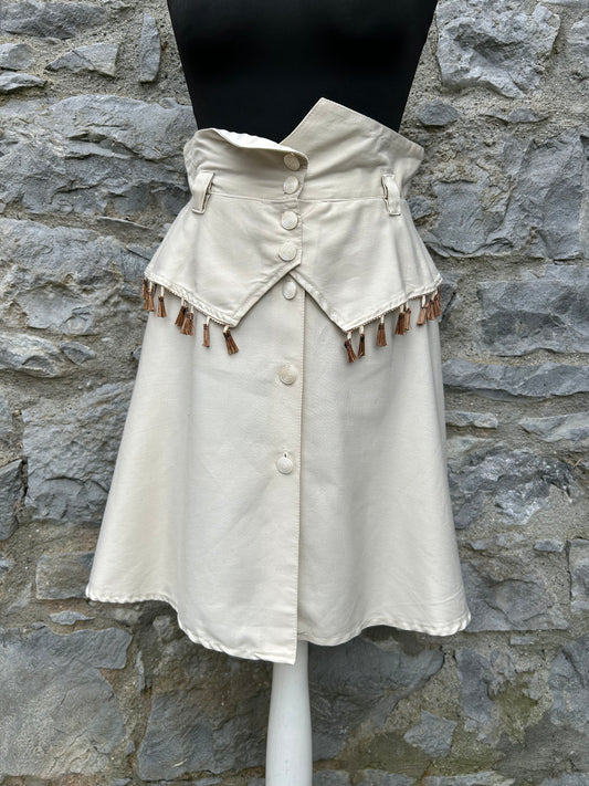 80s beige high waist skirt uk 6-8