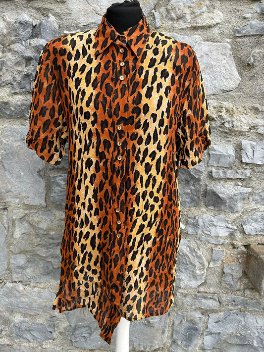 90s leopard print long shirt uk 10-12