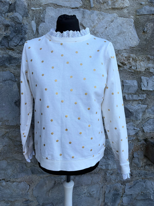 Polka dot white sweatshirt uk 10