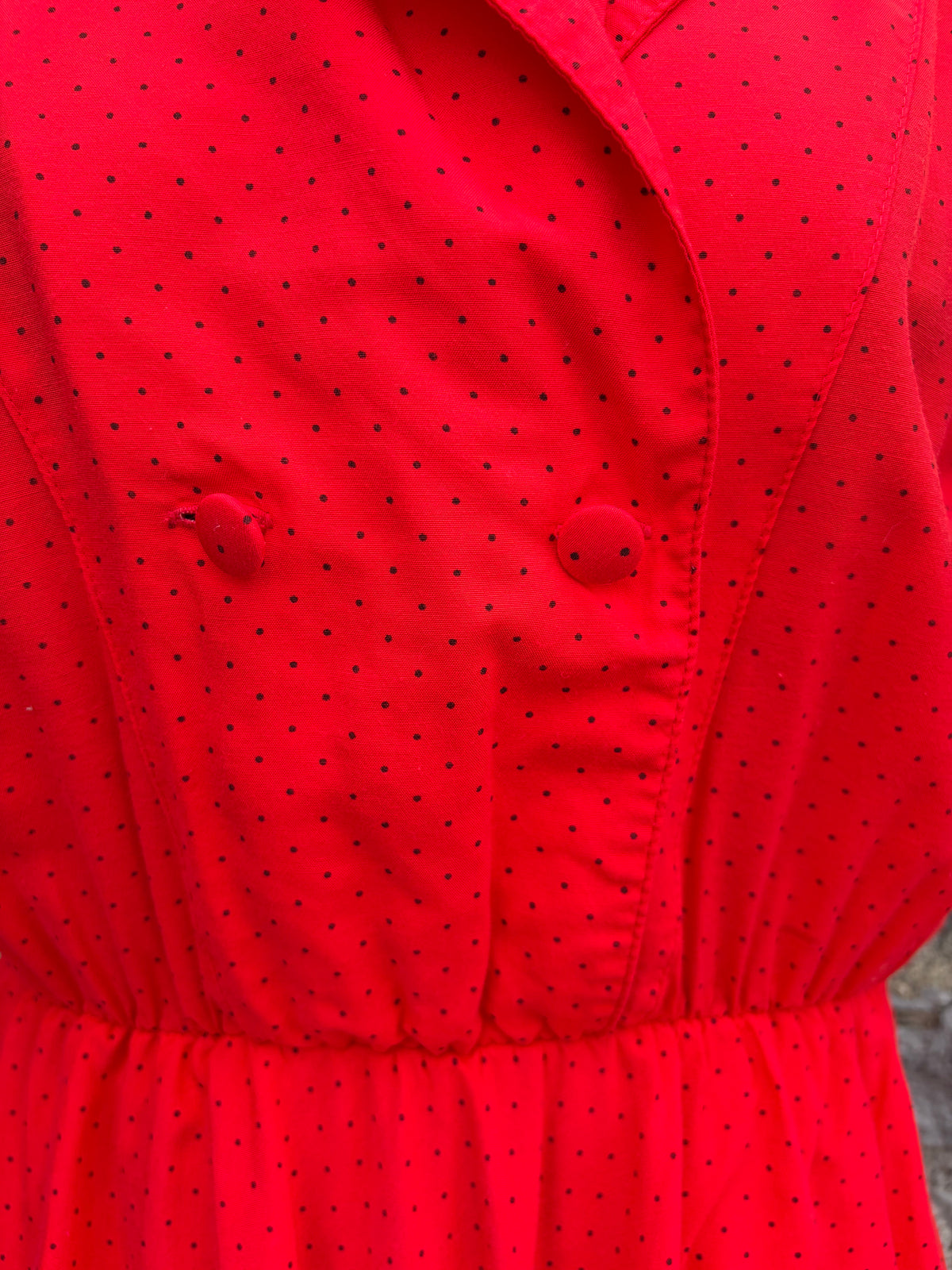 80s red polka dots tiered ruffled dress uk 10-12