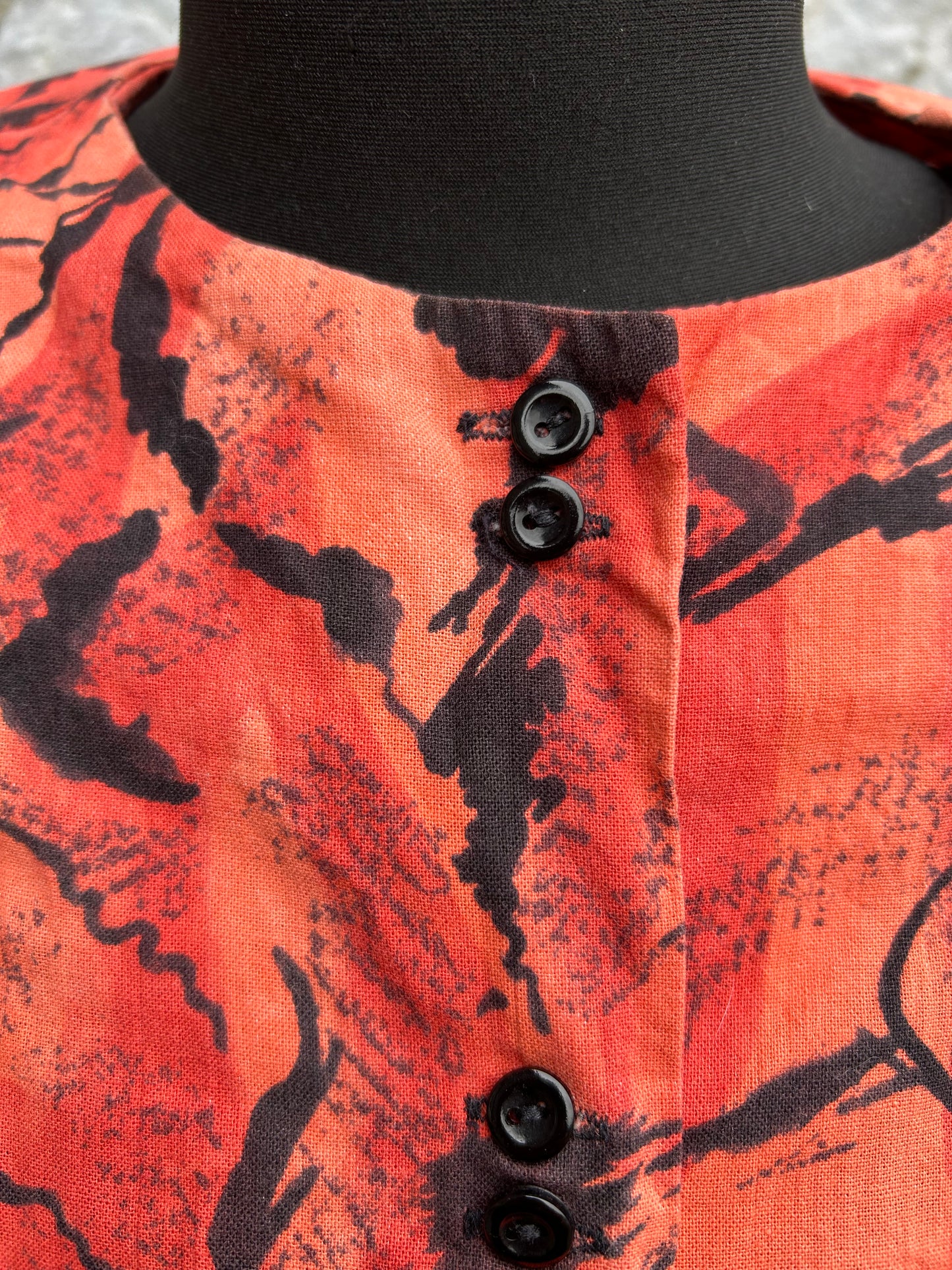 80s abstract orange blouse uk 12