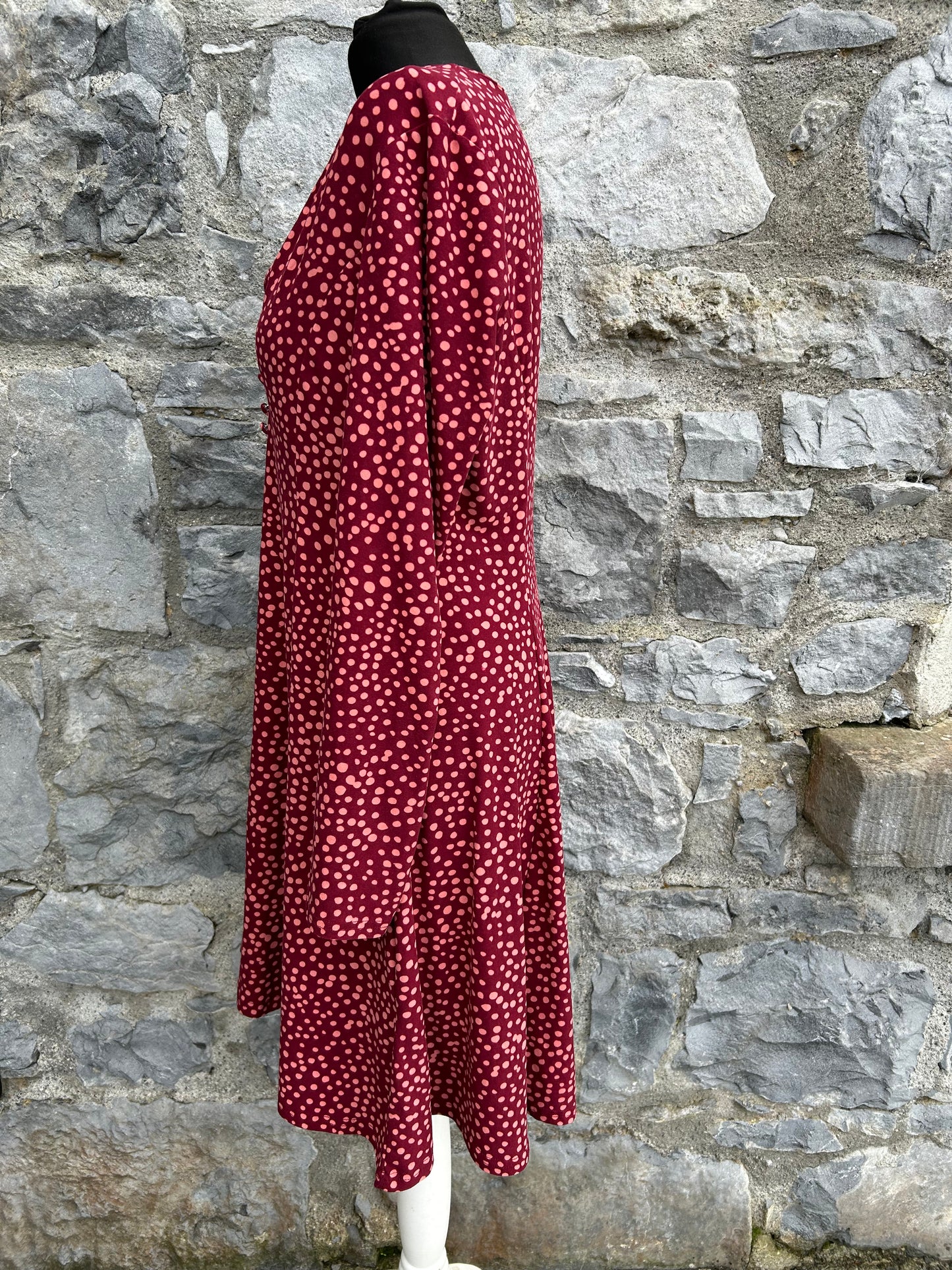 Maroon spotty dress uk 14