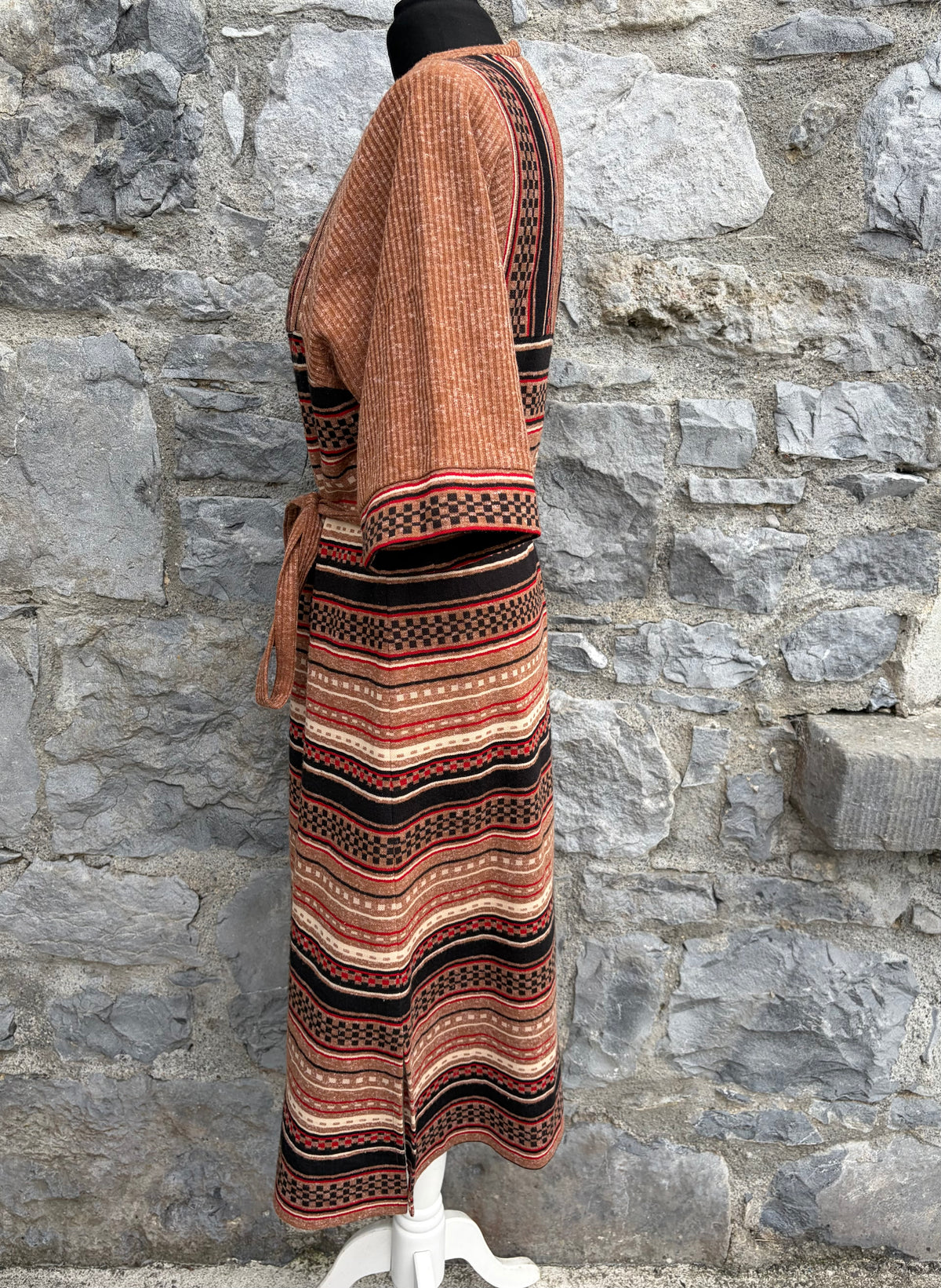 70s brown stripy dress uk 10-12