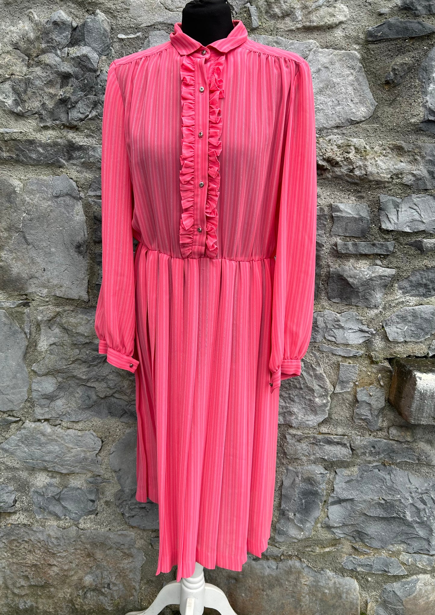 80s pink stripy dress uk 12-14