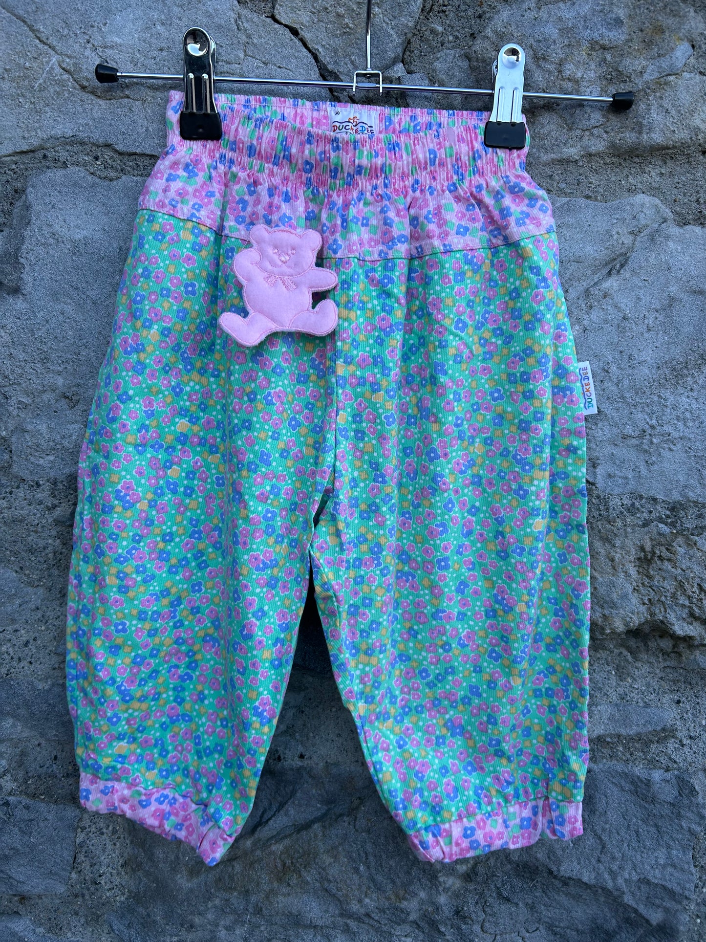 80s Green&pink floral pants  12m (80cm)