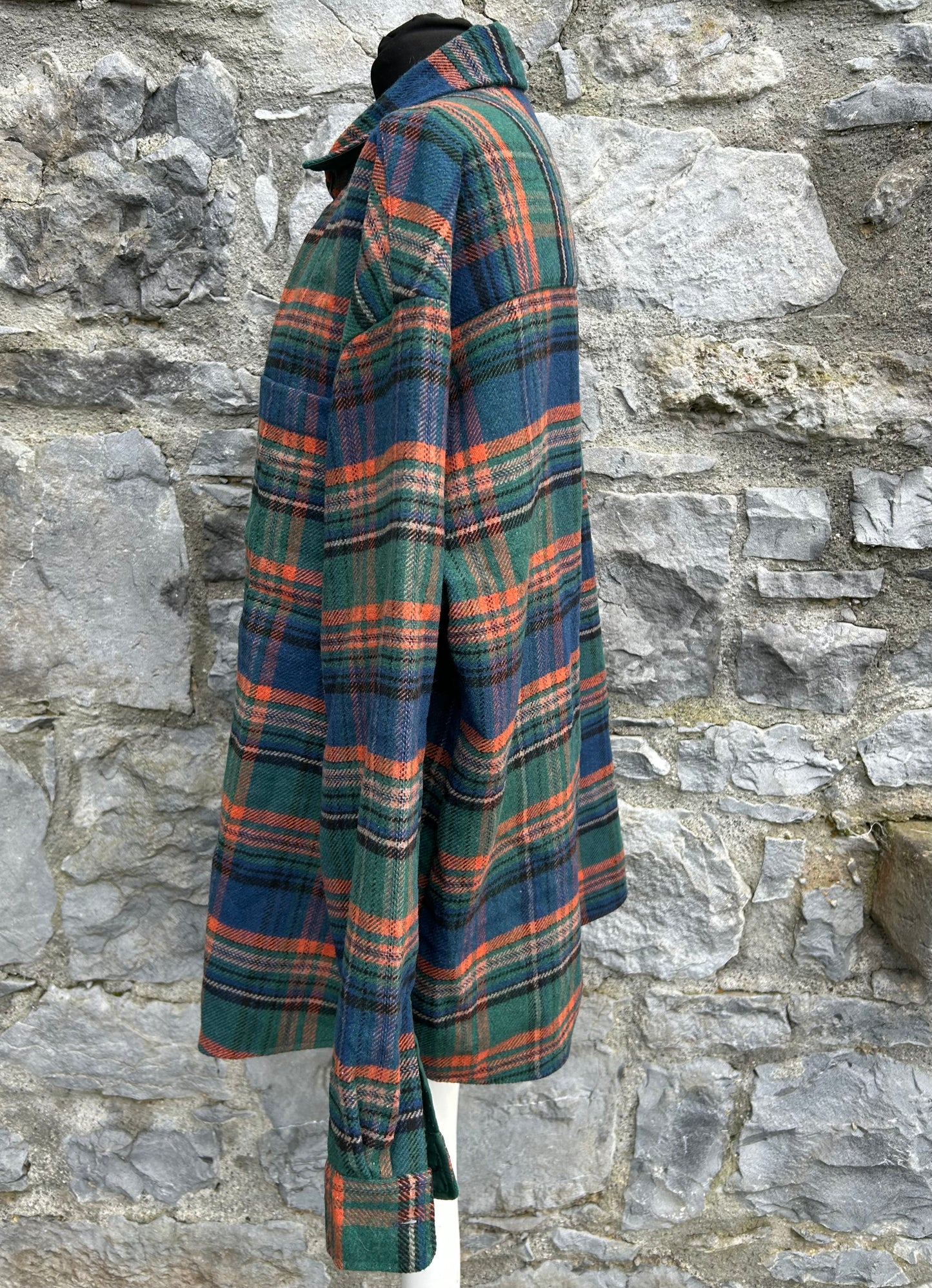 Green&blue&orange check flannel shirt XL