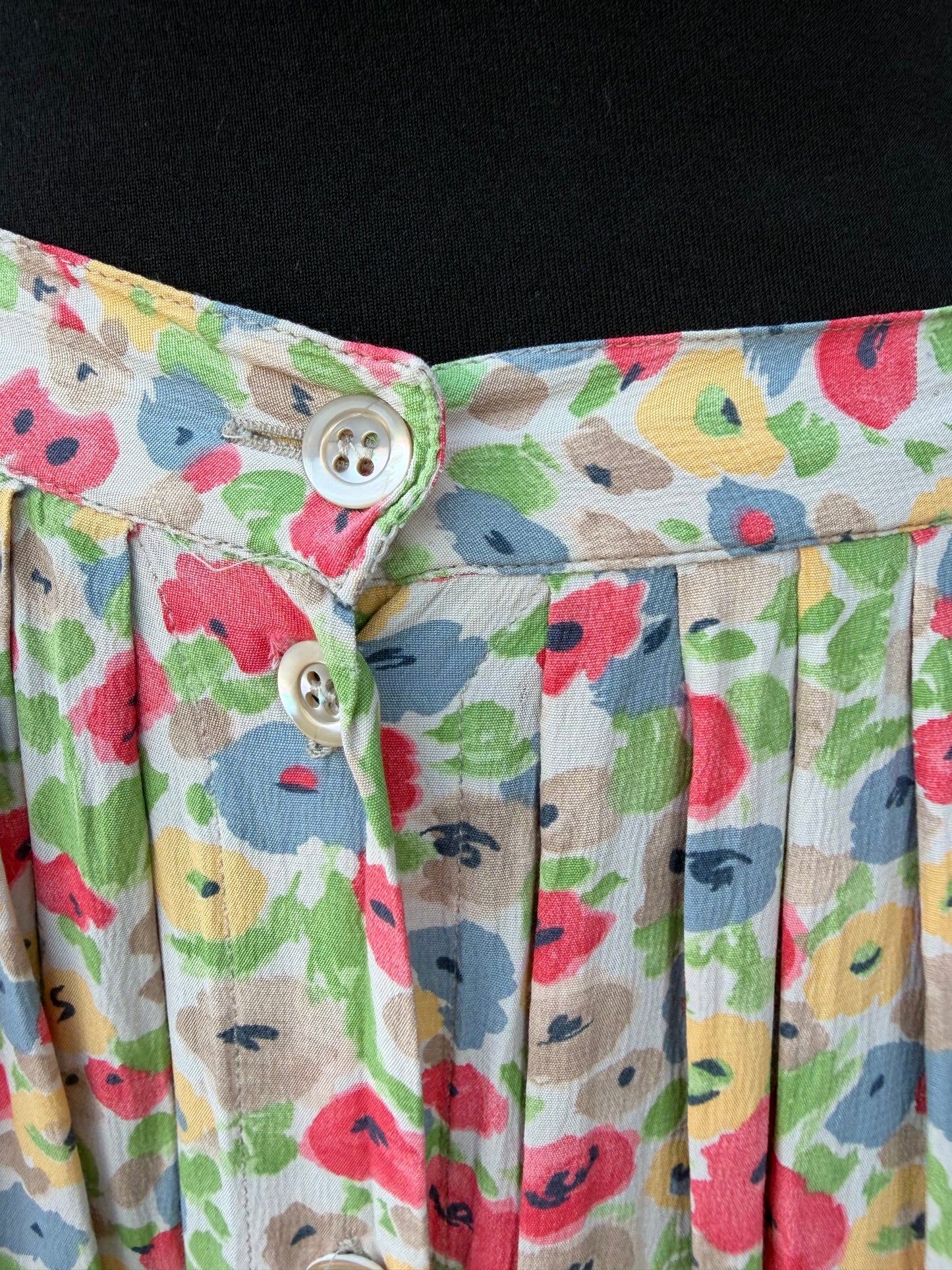 90s colourful flowers button up skirt uk 12