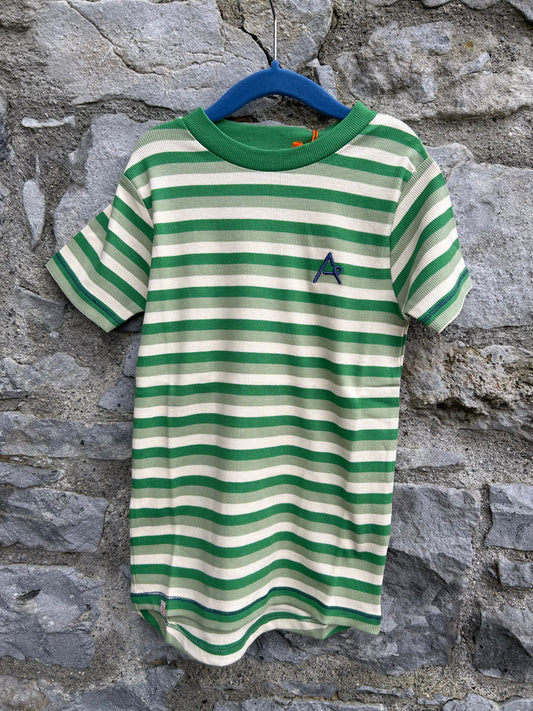 Green stripy T-shirt   8y (128cm)