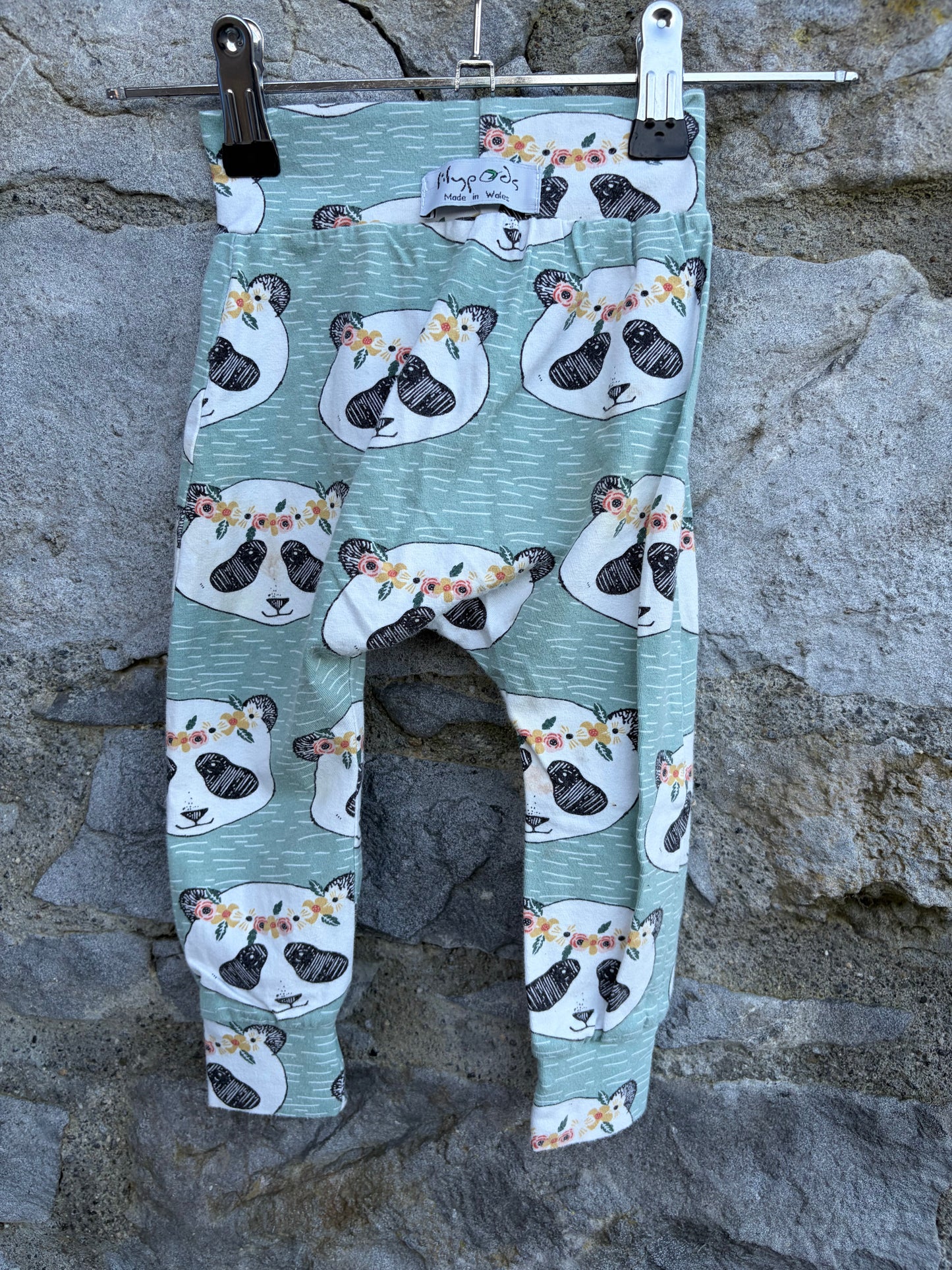 Panda green rib pants  9m (74cm)
