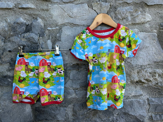 Colourful farm top&shorts  3y (98cm)