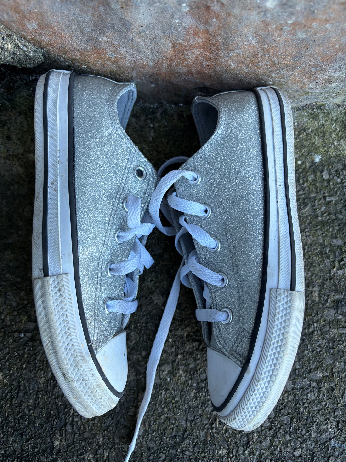 Silver glitter converse  uk 1.5 (eu 33.5)