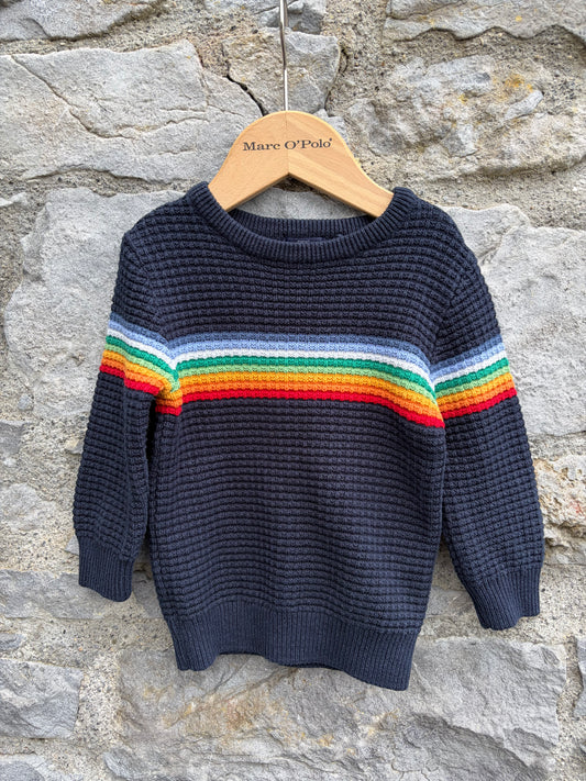 Rainbow panel navy jumper 9-12m (74-80cm)