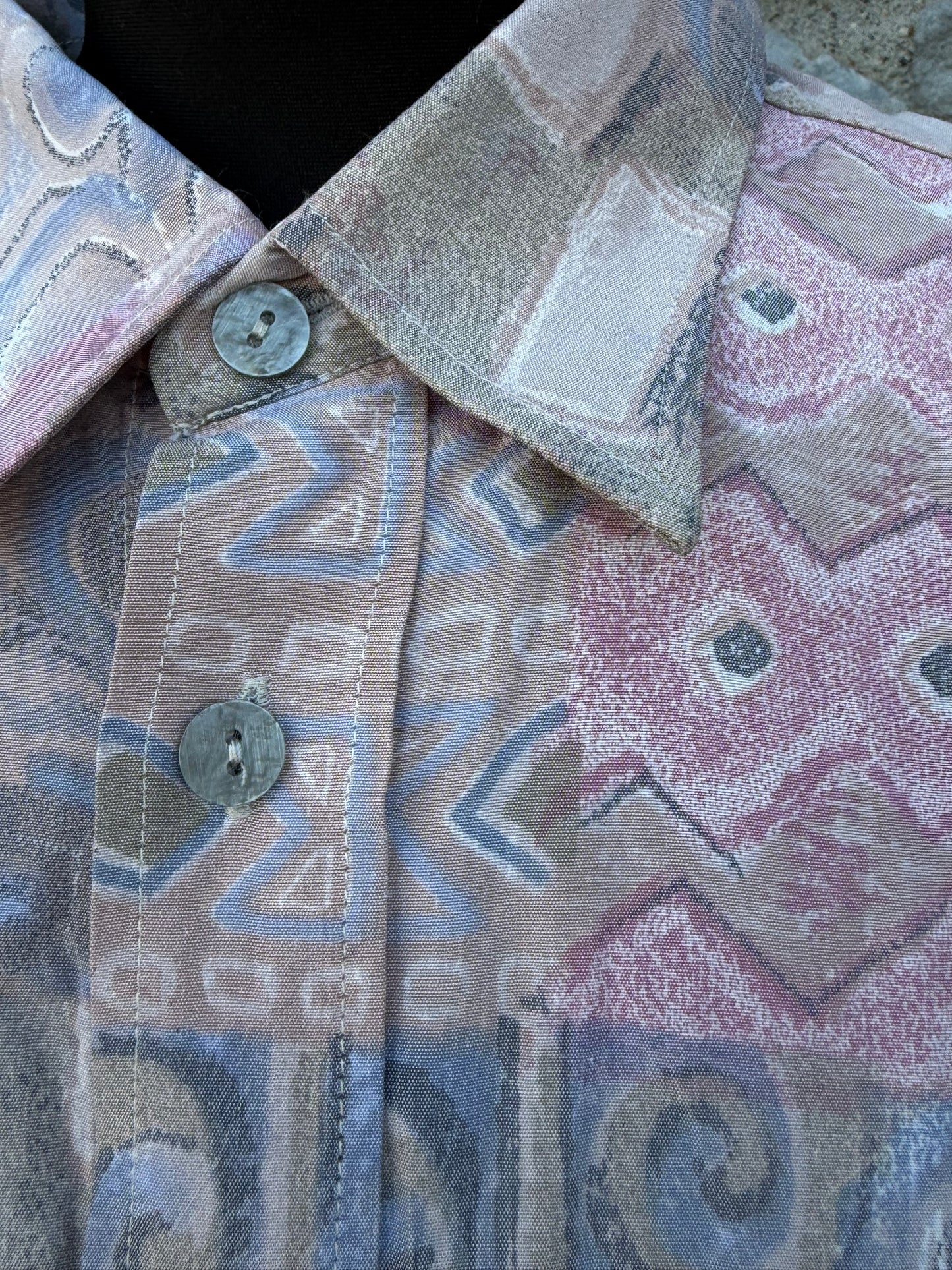80s Aztec print patchwork shirt Large