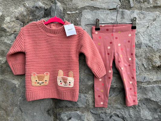 Pink tunic&spotty leggings  6-9m (68-74cm)