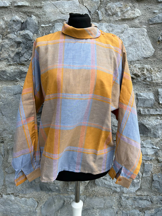 80s mustard&grey check top uk 10-12
