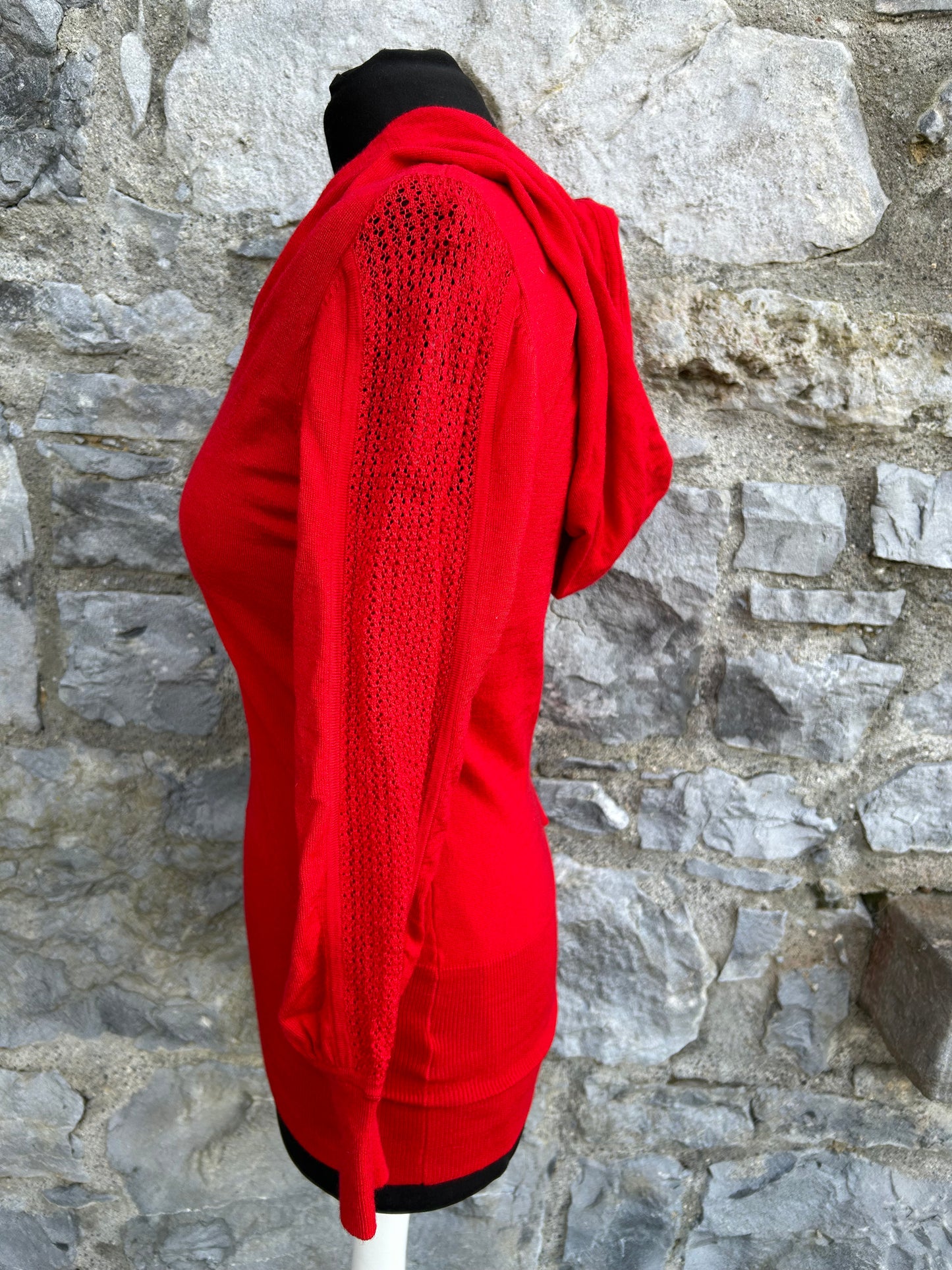 Red knitted hooded top uk 8-10