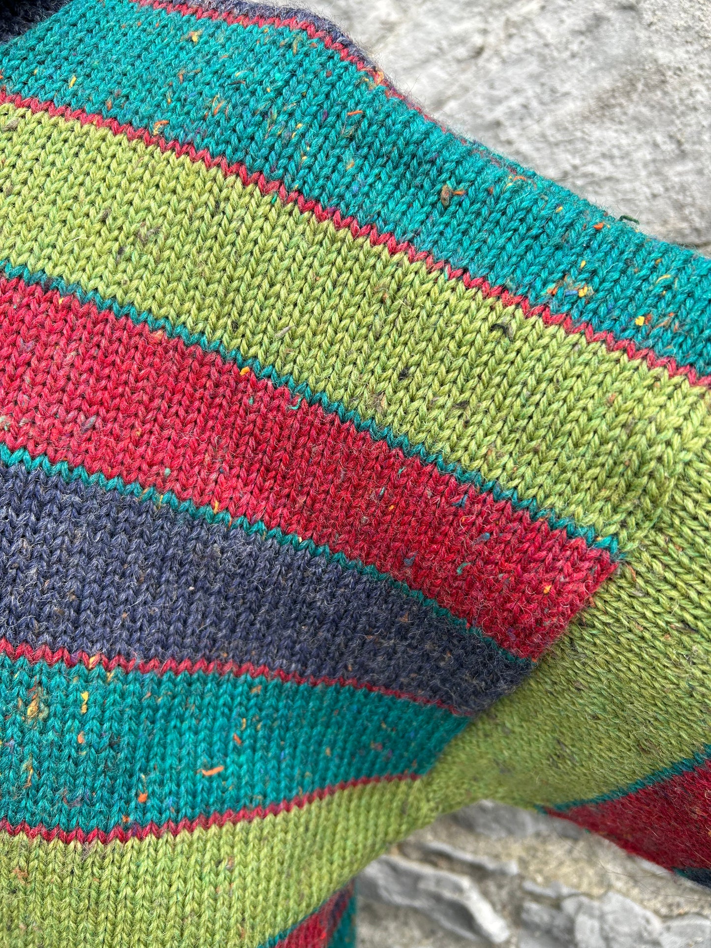 Green&red&grey panel woolly jumper uk 14-16