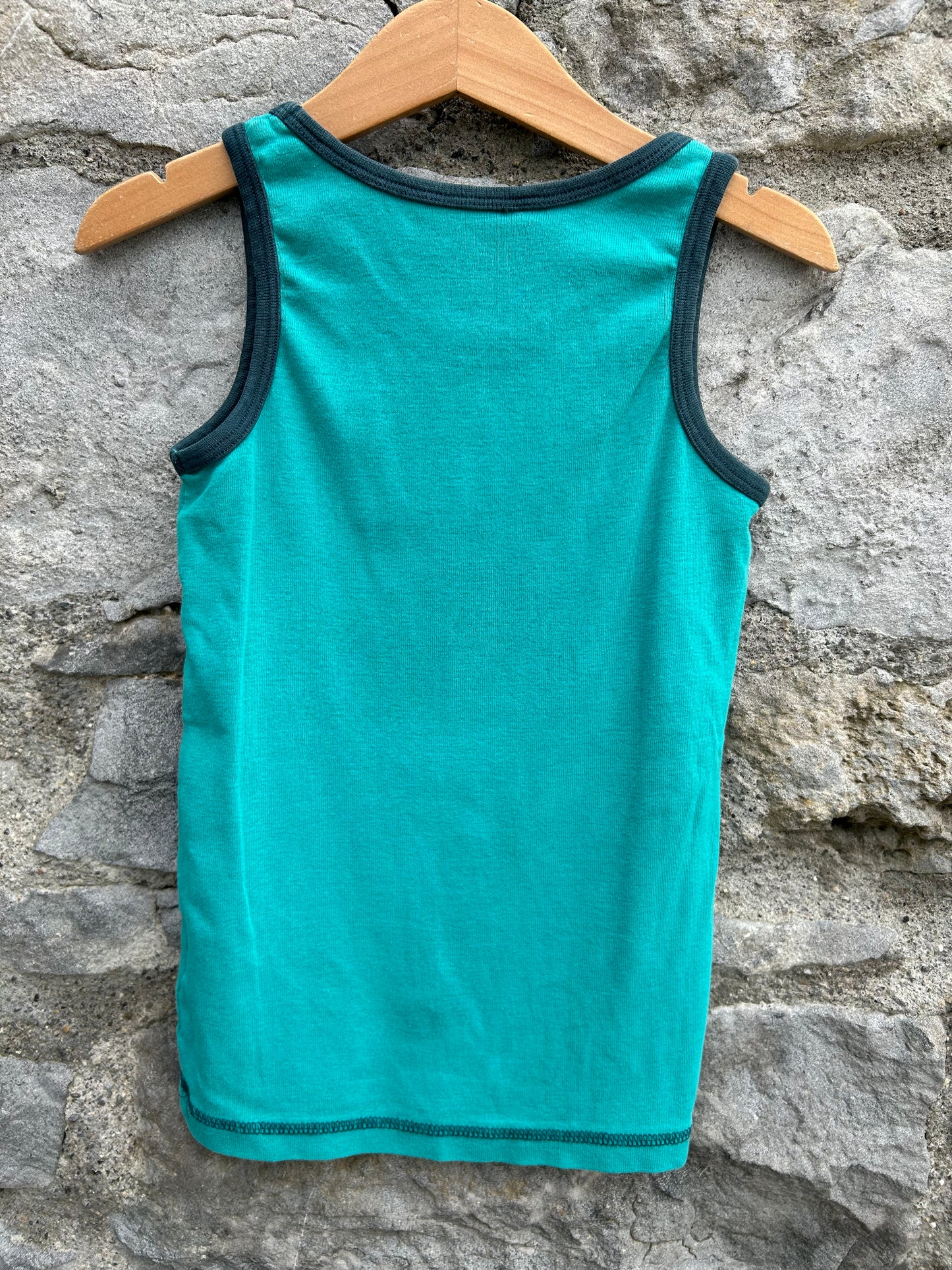 Bat teal tank top  5y (110cm)