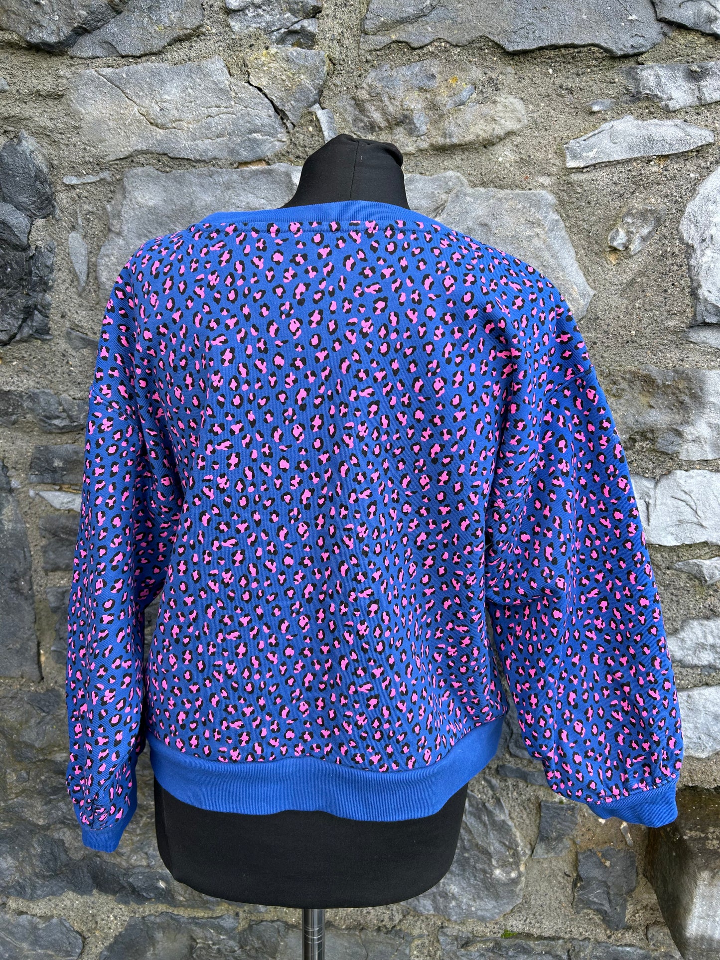 Pink leopard print blue sweatshirt uk 12-14