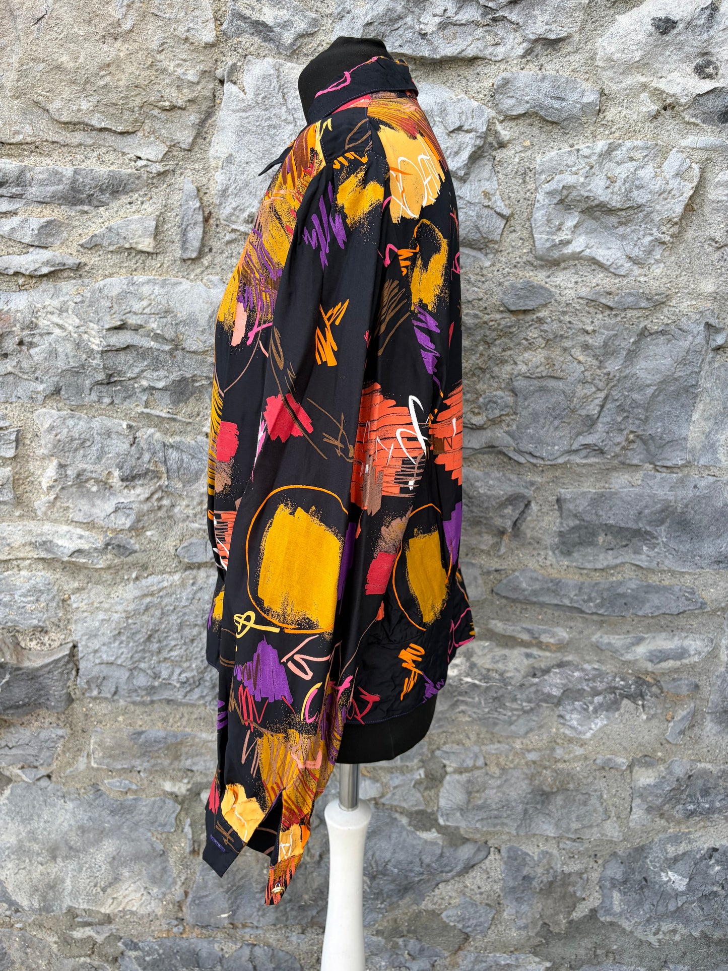 80s colourful abstract art-print shirt uk 14-16