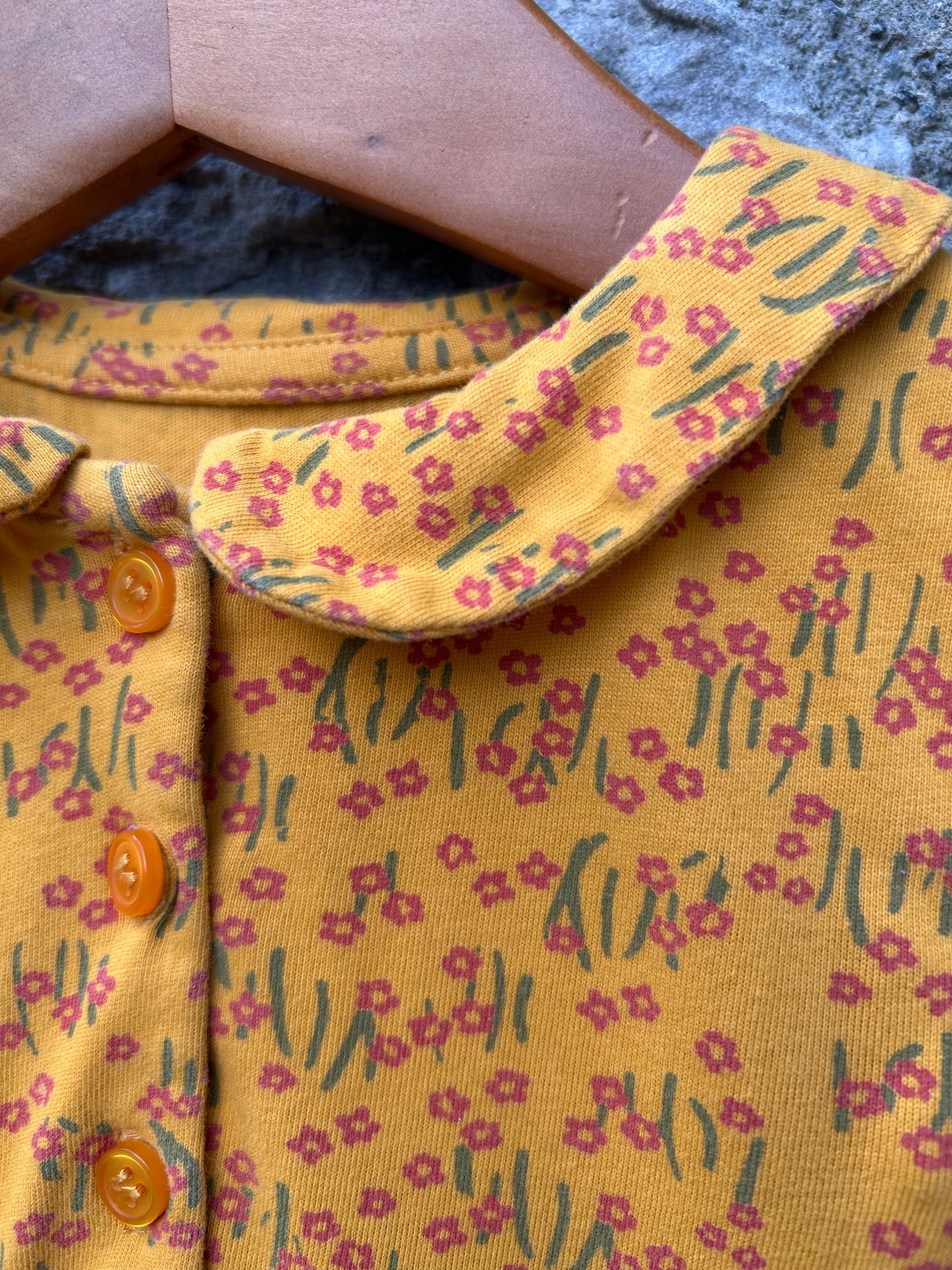 Tiny Flowers mustard dress  12-18m (80-86cm)