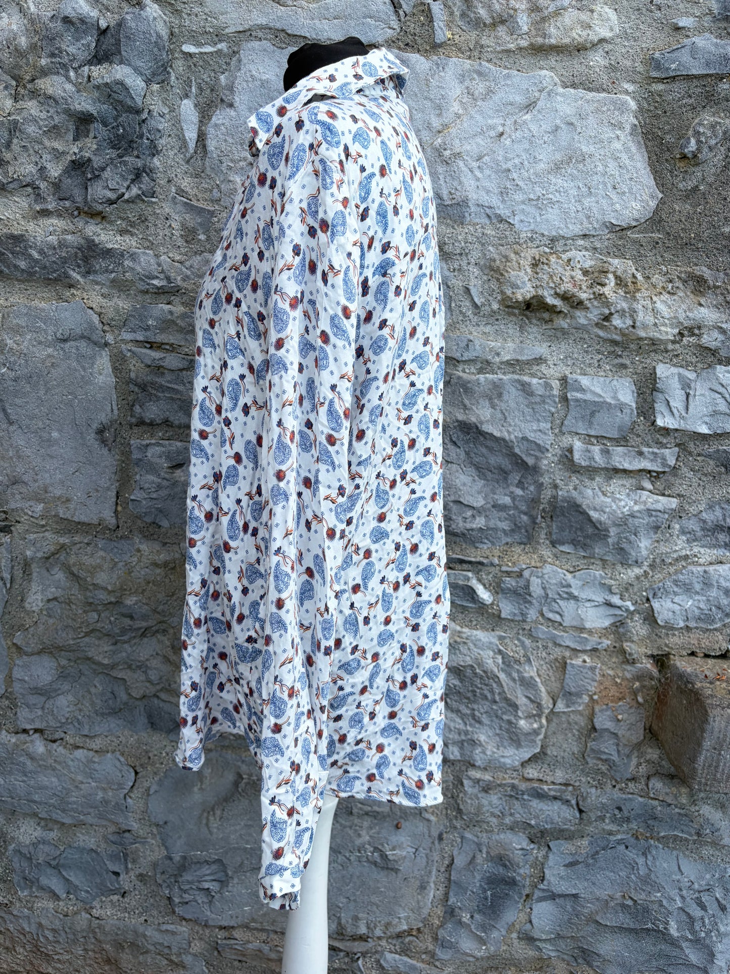Flowers&paisley print white top uk 14-16