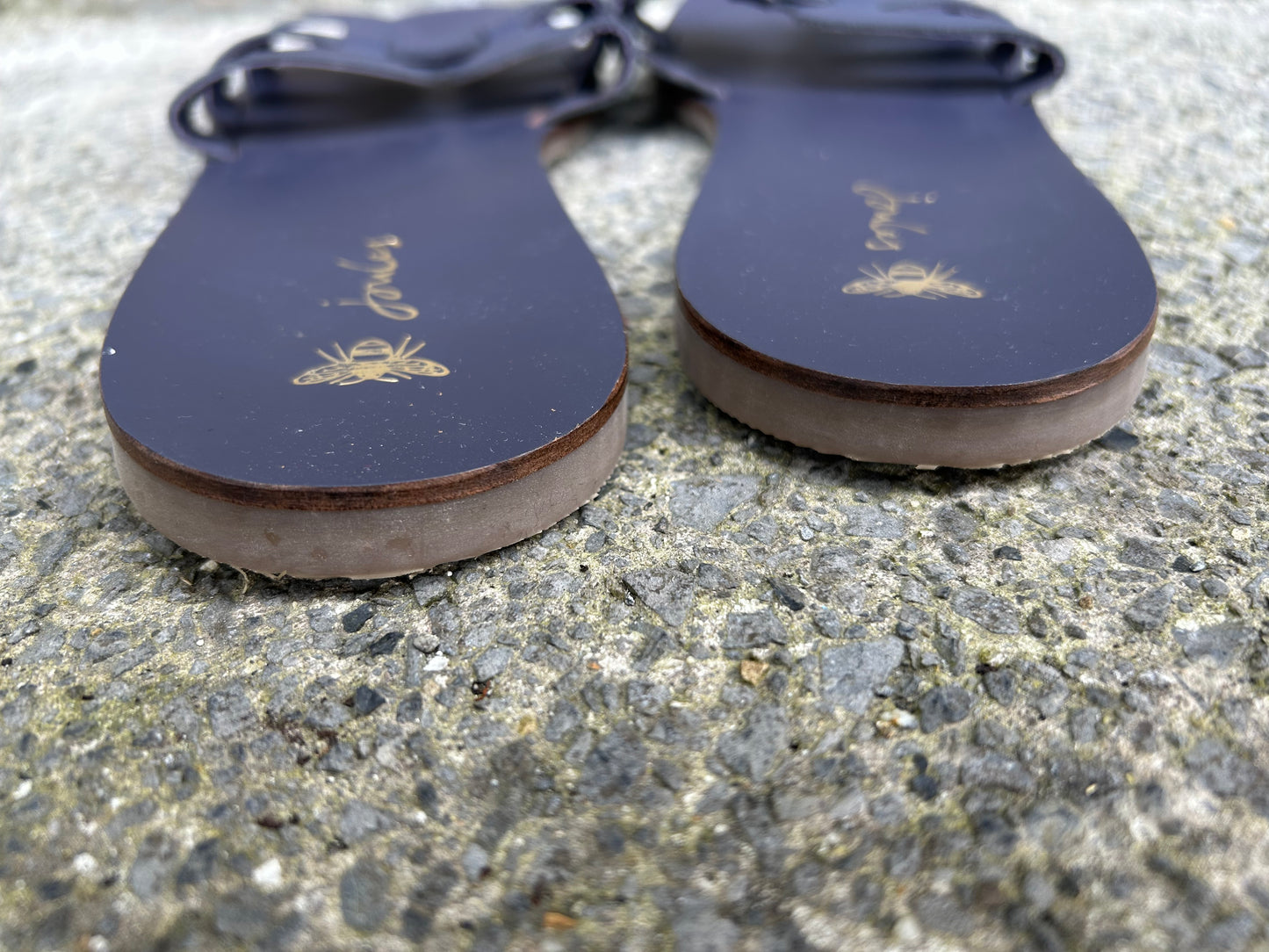 Navy slid on sandals  uk 8 (eu 42)