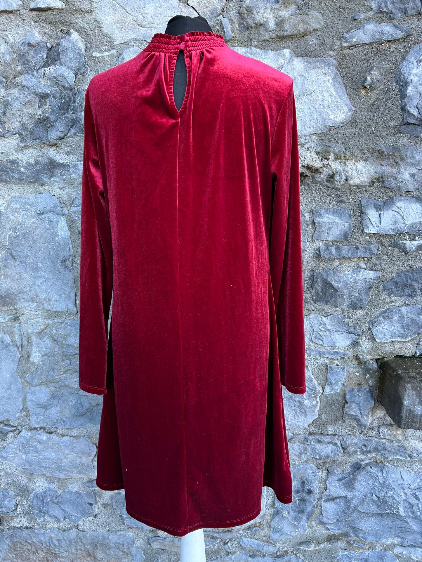 Burgundy red velvet dress uk 12