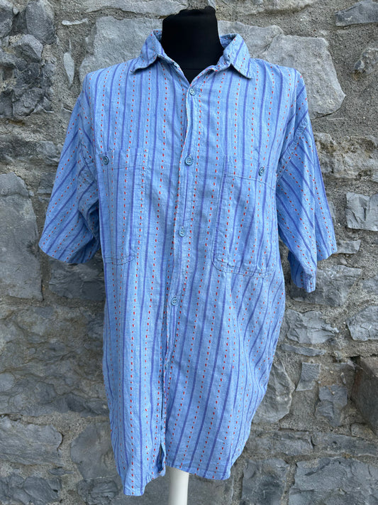 80s blue stripy shirt S/M men