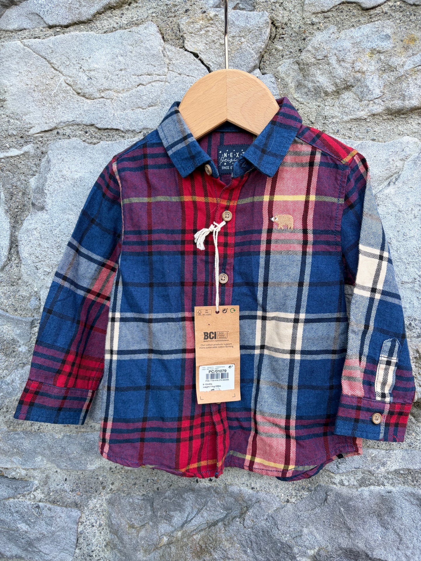 Blue&red check shirt  9-12m (74-80cm)
