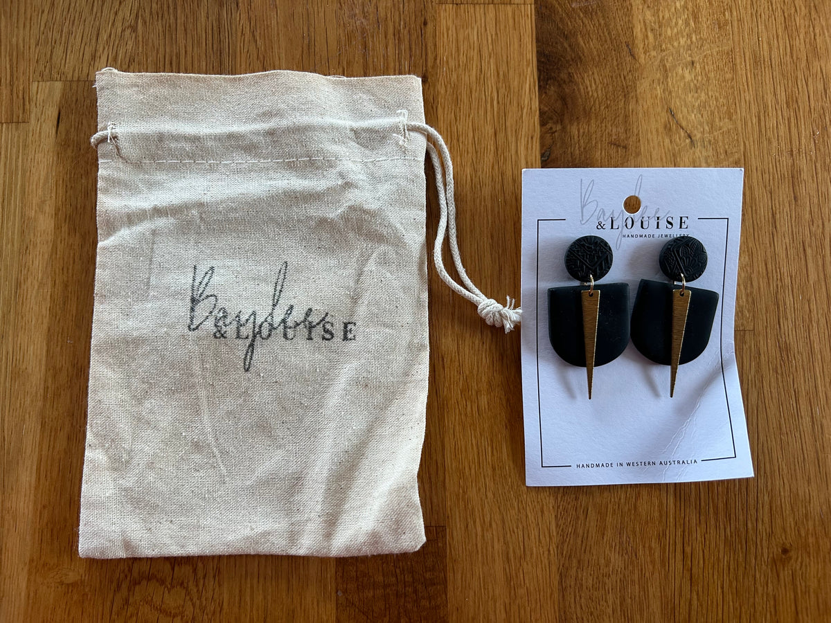 Black clay earrings