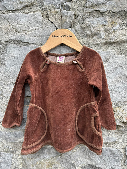 Brown velour tunic 12-18m (80-86cm)