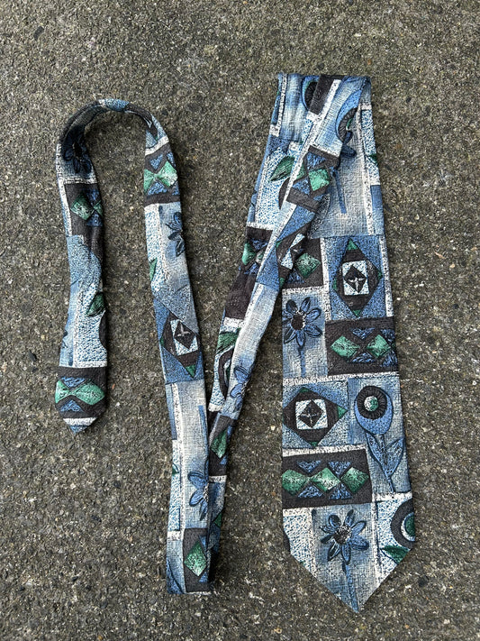 90s blue floral tie