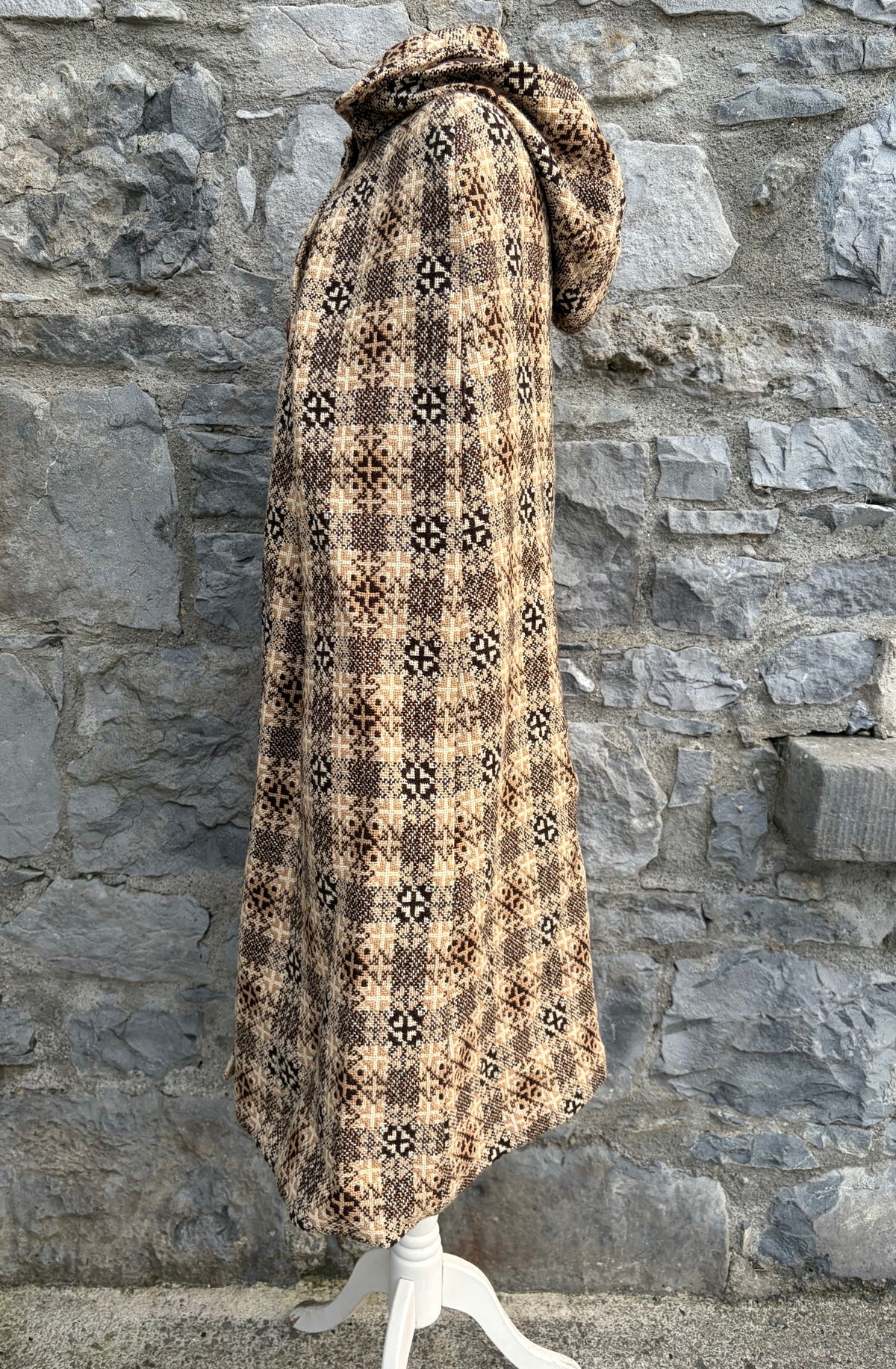 80s brown check wool cape uk 8-10