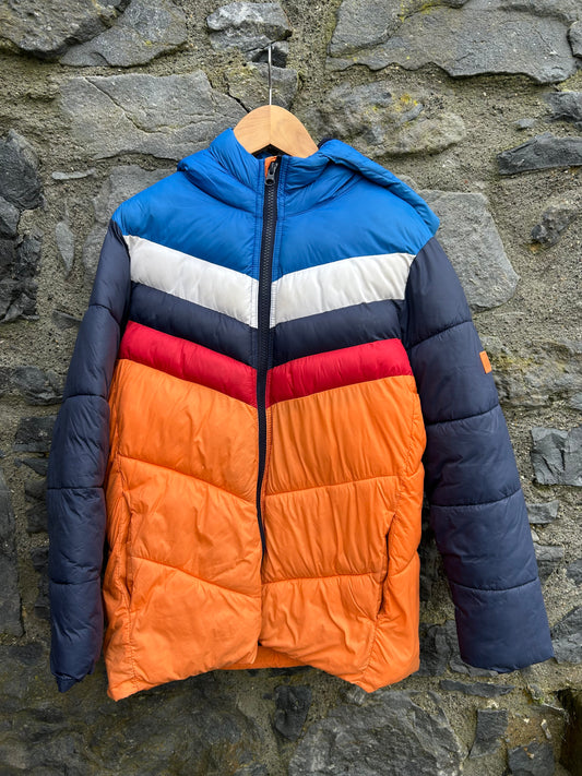 Navy&orange puffy jacket  10-11y (140-146cm)