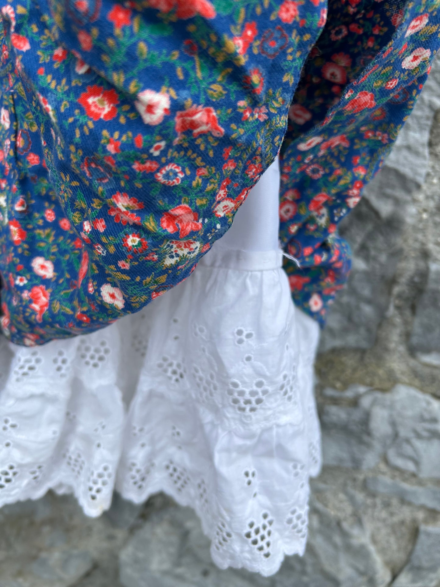 80s floral blue dress  4y (104cm)