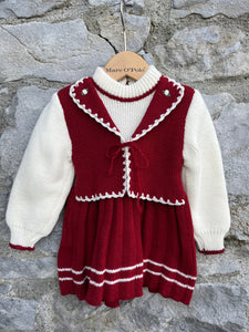 Maroon knitted dress   6-9m (68-74cm)