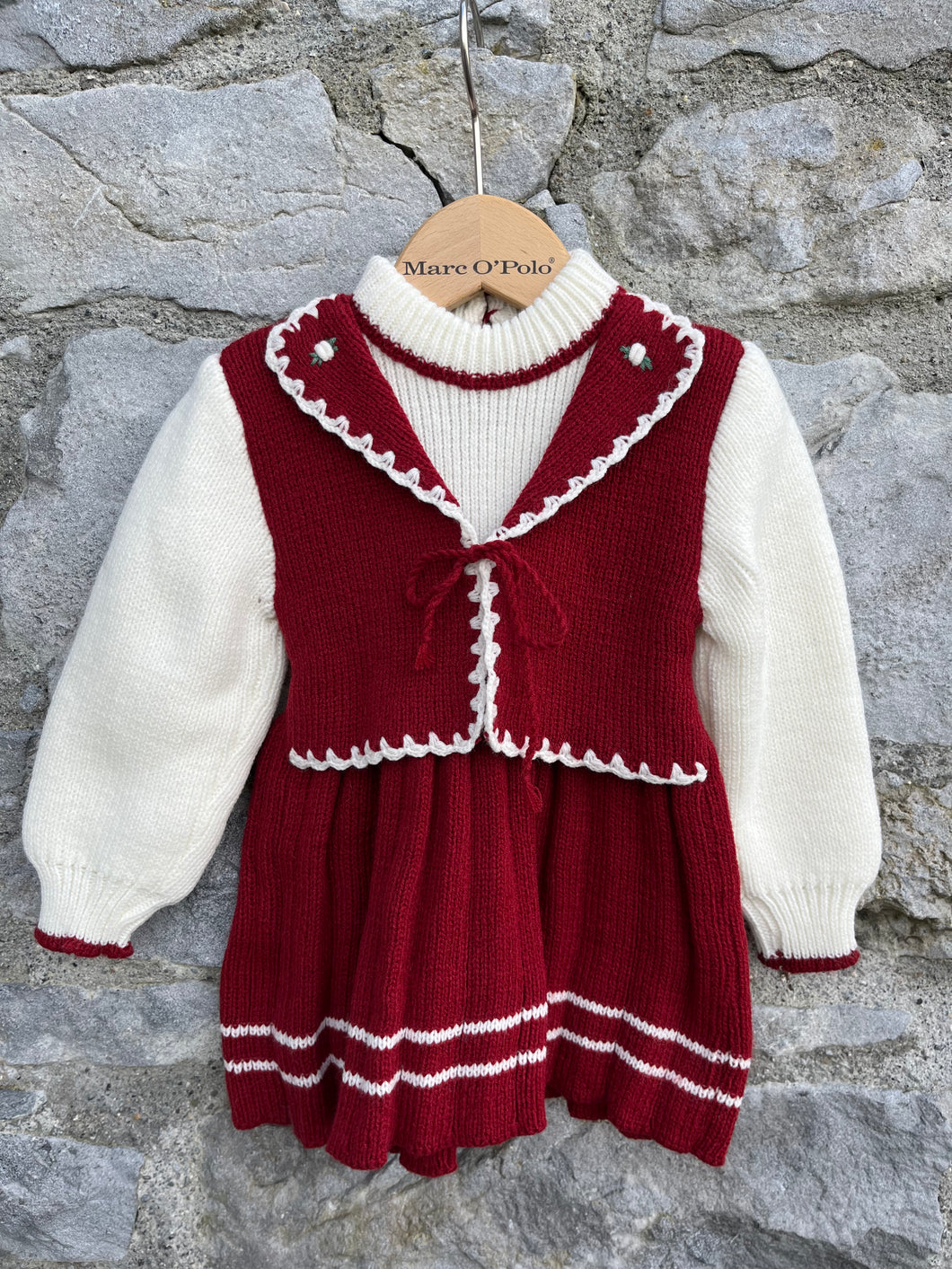 Maroon knitted dress   6-9m (68-74cm)